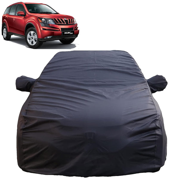 Autofact XUV 500 Car Cover - TearTough - Dog Proof / Waterproof Car Body Cover for Mahindra XUV 500 - With Mirror Pockets, Triple Stitched, Bottom Fully Elastic, Adjustable Belt and Buckle (Grey 4x4)