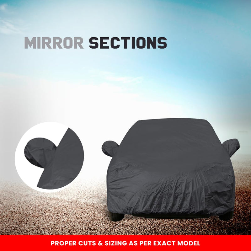 Autofact City Zx Car Cover - EasyShield - Car Body Cover for Honda City Zx - With Mirror Pockets, Triple Stitched, Bottom Fully Elastic, Adjustable Belt and Buckle (Grey 190T)