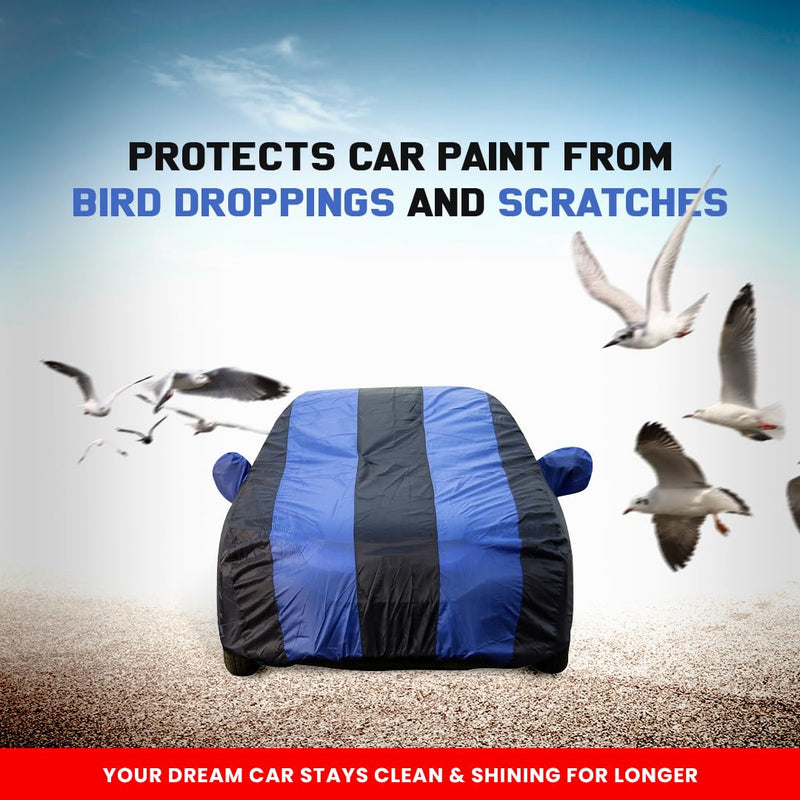 Autofact I20 New Car Cover - EasyShield - Car Body Cover for Hyundai I20 New - With Mirror Pockets, Triple Stitched, Bottom Fully Elastic, Adjustable Belt and Buckle (Royal Blue Stripes)