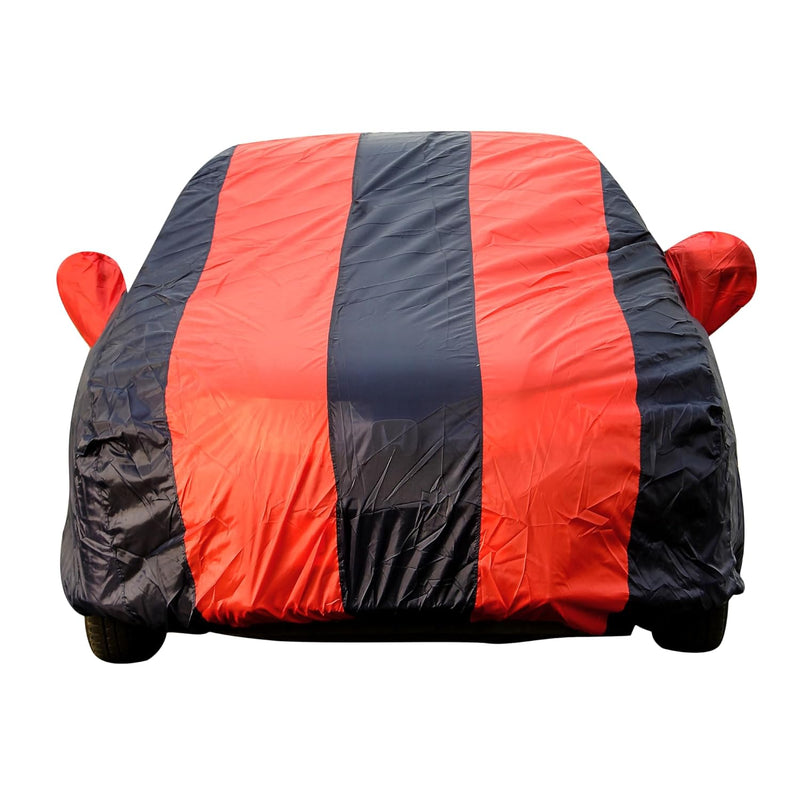 Autofact I20 New Car Cover - EasyShield - Car Body Cover for Hyundai I20 New - With Mirror Pockets, Triple Stitched, Bottom Fully Elastic, Adjustable Belt and Buckle (Red Blue Stripes)