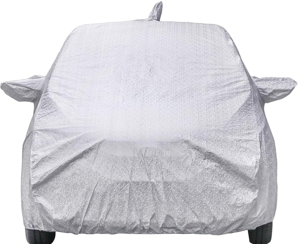 Autofact I20 New Car Cover - FlexGuard - Waterproof Car Body Cover for Hyundai I20 New - With Mirror Pockets, Triple Stitched, Bottom Fully Elastic, Adjustable Belt and Buckle (Silver)