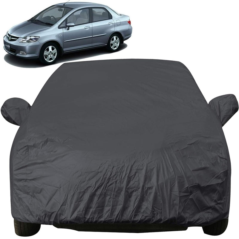 Autofact City Zx Car Cover - EasyShield - Car Body Cover for Honda City Zx - With Mirror Pockets, Triple Stitched, Bottom Fully Elastic, Adjustable Belt and Buckle (Grey 190T)