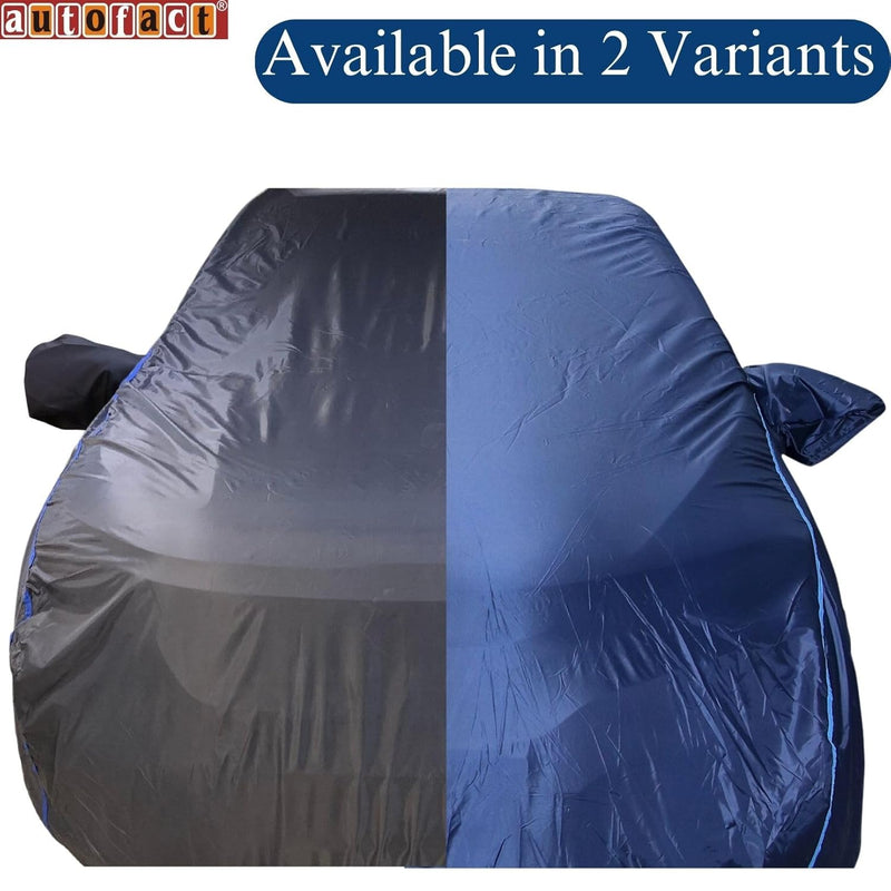 Autofact I20 New Car Cover - CoreProtect - Water Resistant Car Body Cover for Hyundai I20 New - With Mirror Pockets, Triple Stitched, Bottom Fully Elastic, Adjustable Belt and Buckle (Grey 210D)