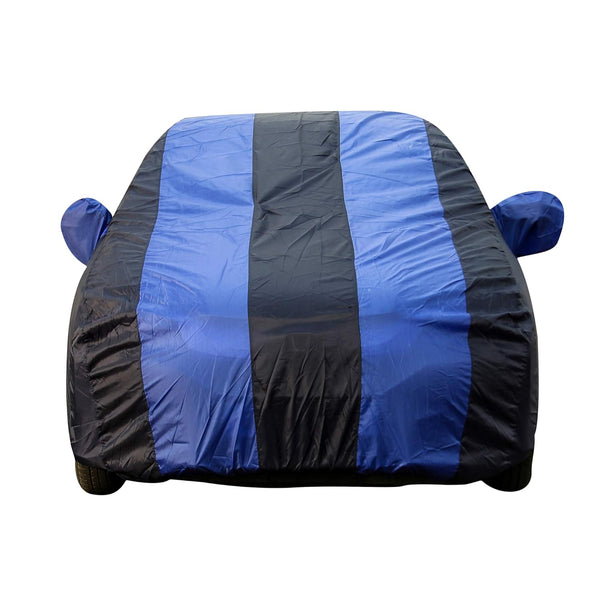 Autofact I20 New Car Cover - EasyShield - Car Body Cover for Hyundai I20 New - With Mirror Pockets, Triple Stitched, Bottom Fully Elastic, Adjustable Belt and Buckle (Royal Blue Stripes)