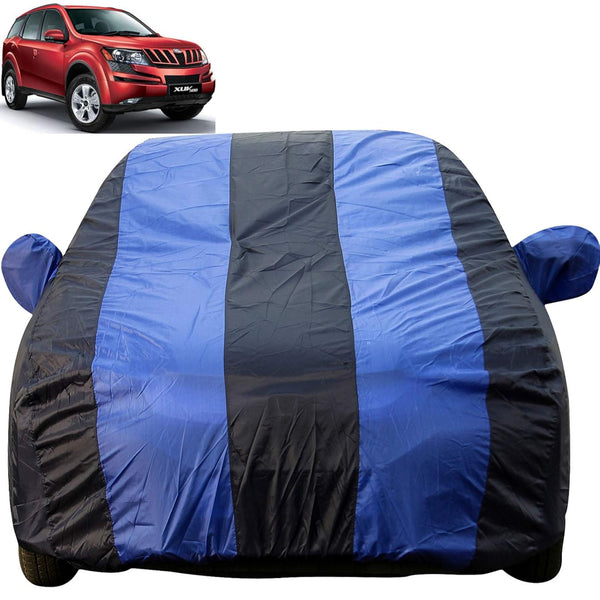 Autofact XUV 500 Car Cover - EasyShield - Car Body Cover for Mahindra XUV 500 - With Mirror Pockets, Triple Stitched, Bottom Fully Elastic, Adjustable Belt and Buckle (Royal Blue Stripes)