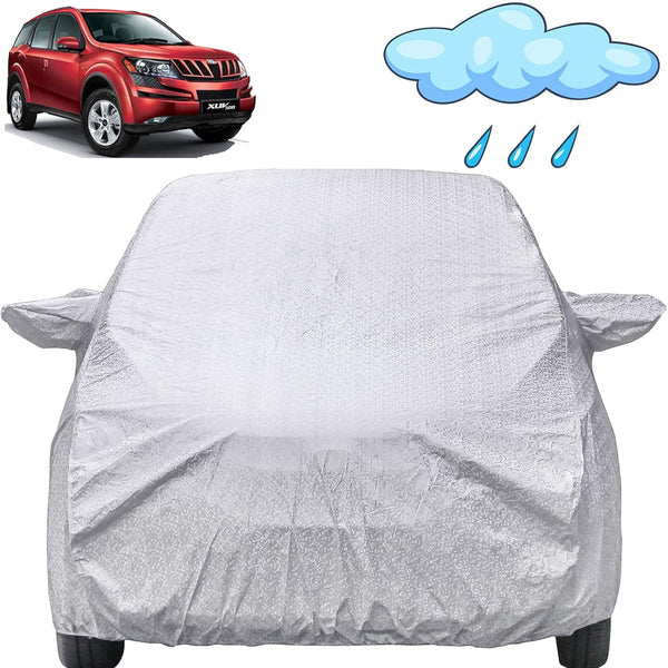 Autofact XUV 500 Car Cover - FlexGuard - Waterproof Car Body Cover for Mahindra XUV 500 - With Mirror Pockets, Triple Stitched, Bottom Fully Elastic, Adjustable Belt and Buckle (Silver)